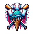 thumbnail image 2 of Camiseta para mujer con Cuello de veranoSimple Baseball Ice Cream Pattern Print T-shirt, Short Sleeve Crew Neck Casual Top For Summer & Spring, Women's ClothingFather's Day, Mother's Day, New Year,, 2 of 6