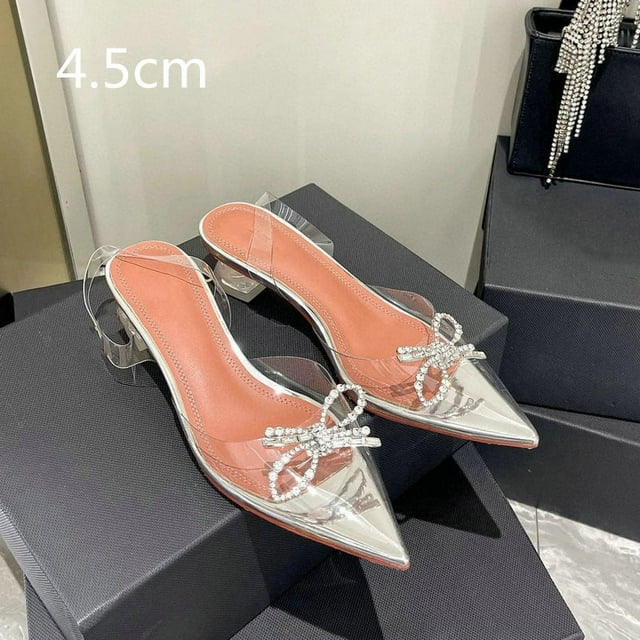 Large Size 44 45 Fashion Clear PVC Transparent High Heels Sandals Women Shoes Rhinestone Sunflower Sandals Summer Shoes FGS