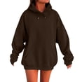 thumbnail image 3 of Kopltyrfg Oversized Hoodie for Women Trendy Hoodies Basic Solid Sweatshirts with Pocket Fleece Pullover Fashion Casual Tops Coffee M, 3 of 6
