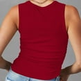 thumbnail image 5 of Women's Tank Top Sleeveless High Neck Ribbed Knitted Slim Fit Top Side Fold Basic T Shirt, 5 of 7