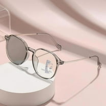Women's Reading Glasses Square Round Shape Large Frame PC Metal Photochromic Multifocus Blue Light Blocking Readers for Women Magnification 2.0x,Grey(Color changing & multifocal)