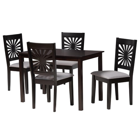 Baxton Studio Olympia Beige Fabric and Espresso Brown Wood 5-Piece Dining Set