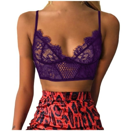 SPZTSX Babydoll Lingerie For Women Women s Lace Solid Bra Wire Free Underwear One-Piece Bra Eve