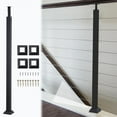 thumbnail image 3 of XIANERS Deck Railing Kit Carbon Steel Handrail Post 4PCS Railing Post Fixed Top Mount Black Stair Railing System Kit Cable Railing Post Black Finish Flat Top Deck Post greater, 3 of 9