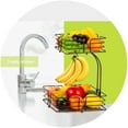 thumbnail image 2 of Auledio 2-Tier Square Countertop Fruit Vegetables Basket Bowl Storage With Banana Hanger, Black, 2 of 7