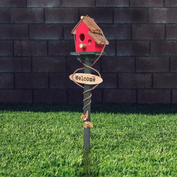 GOOHOCHY Rustic Handwoven Birdhouse Stake for Outdoor Garden, Lawn, Yard Decoration and Wildlife Habitat