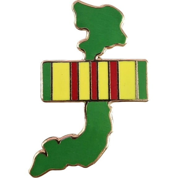 Eagle Emblems P14924 Pin - Vietnam, Map, Service Ribbon - 1.25 in.