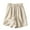 Beige, variant on ShomPort Elastic High Waist Cotton Linen Shorts for Women Summer Breathable Wide Leg Shorts with Pockets