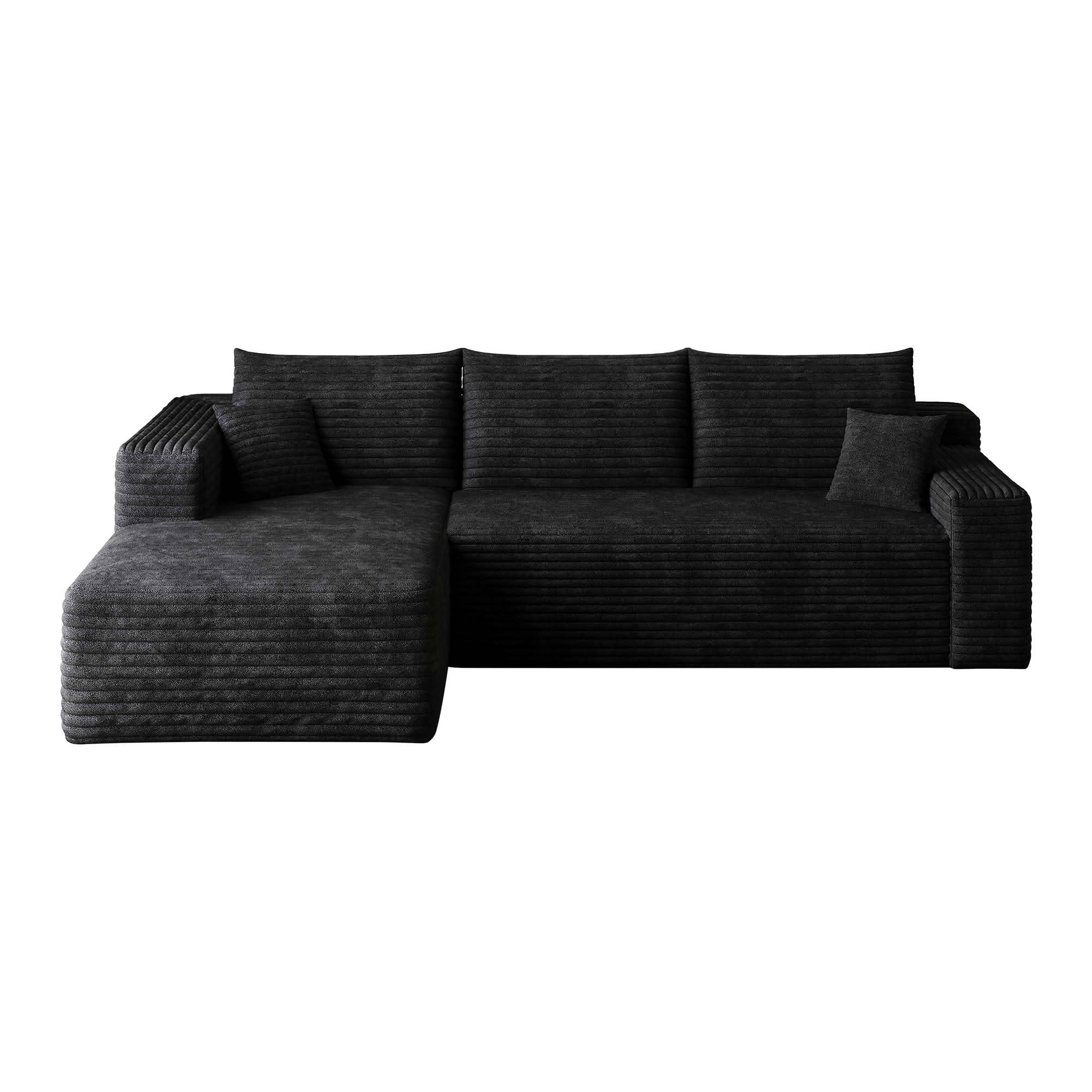 MAYEERTY 95 Inch L‑Shaped Cloud Sectional Sofa, Modern Minimalist Deep‑Seat Corner Couch, Plush Corduroy Upholstered Reversible Sofa, No‑Assembly Required for Living Room Bedroom Apartment