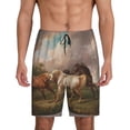 thumbnail image 1 of Fotbe Three Horses Oil Painting Pantalones Cortos de Pijama para Hombre, Ropa de Dormir, Pantalones de Pijama Cortos para Hombre-Medium, 1 of 6