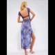 thumbnail image 4 of Vestidos Largos de Verano Y2K con Encaje, Retazos, , Estampado Floral, Escote Corazón, Espalda Descubierta y Abertura para Mujer Púrpura L, 4 of 5