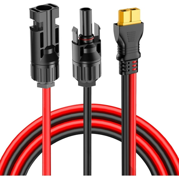 YQMAJIM Solar Panel Connector to XT60 Adapter Charge Extension Cable:(12AWG 10Ft)Heavy Duty,Pure Copper.Ideal for Connecting Solar Panel to XT60 for Ecoflow Portable Power Station,RV,Solar Generator