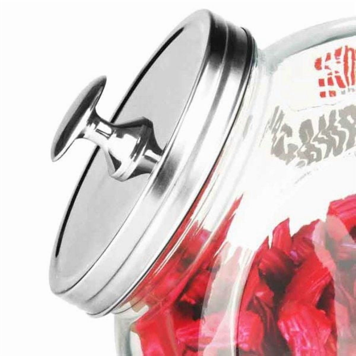 Grand 91 oz. Bocal à bonbons rond en verre avec dessus en acier inoxydable, transparent