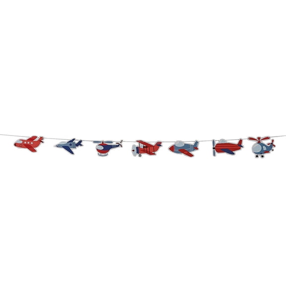 Fun Express 7 ft. Airplane Party Planes & Helicopters Ready-to-Hang Garland Decoration