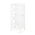 thumbnail image 4 of Spaco White MDF Bathroom Cabinet, Luxurious Modern Look, 2-Tier Shelf + Drawer, Bathroom Organization, 4 of 12