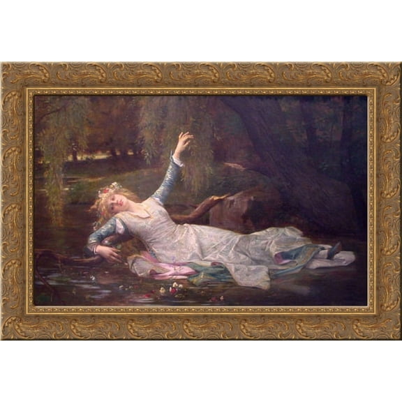 Ophelia 24x18 Gold Ornate Wood Framed Canvas Art by Cabanel, Alexandre