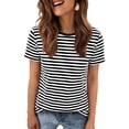 thumbnail image 5 of JUUNthy T-Shirt for Womens, Short Sleeve Crewneck Stripe Graphic 2026 Casual Summer Tops Red 2XL, 5 of 7