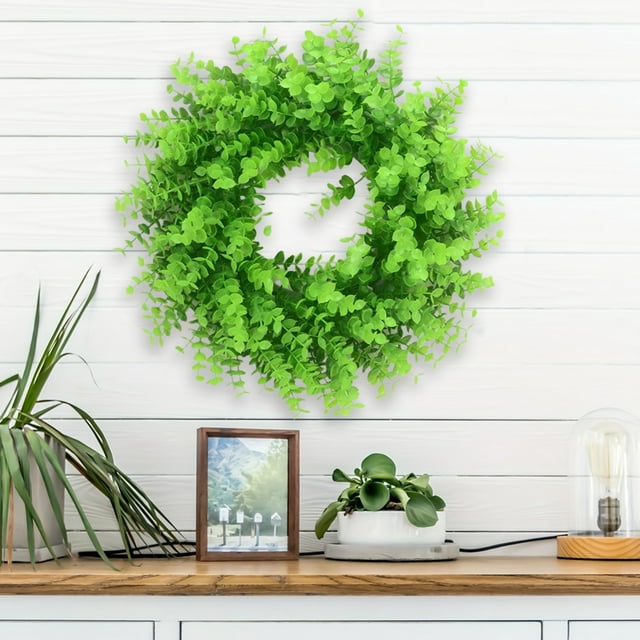Corona de follaje artificial | Decoración con vegetación artificial | Adorno para puertas de interior y exterior | Detalle decorativo de temporada para el hogar