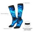 thumbnail image 3 of Daiia Sports Socks Blue Fire Wolf Printed Novelty Crew Socks for Men Women Knee High Socks Cotton Socks Soft & Breathable Support Unisex Socks, 3 of 9