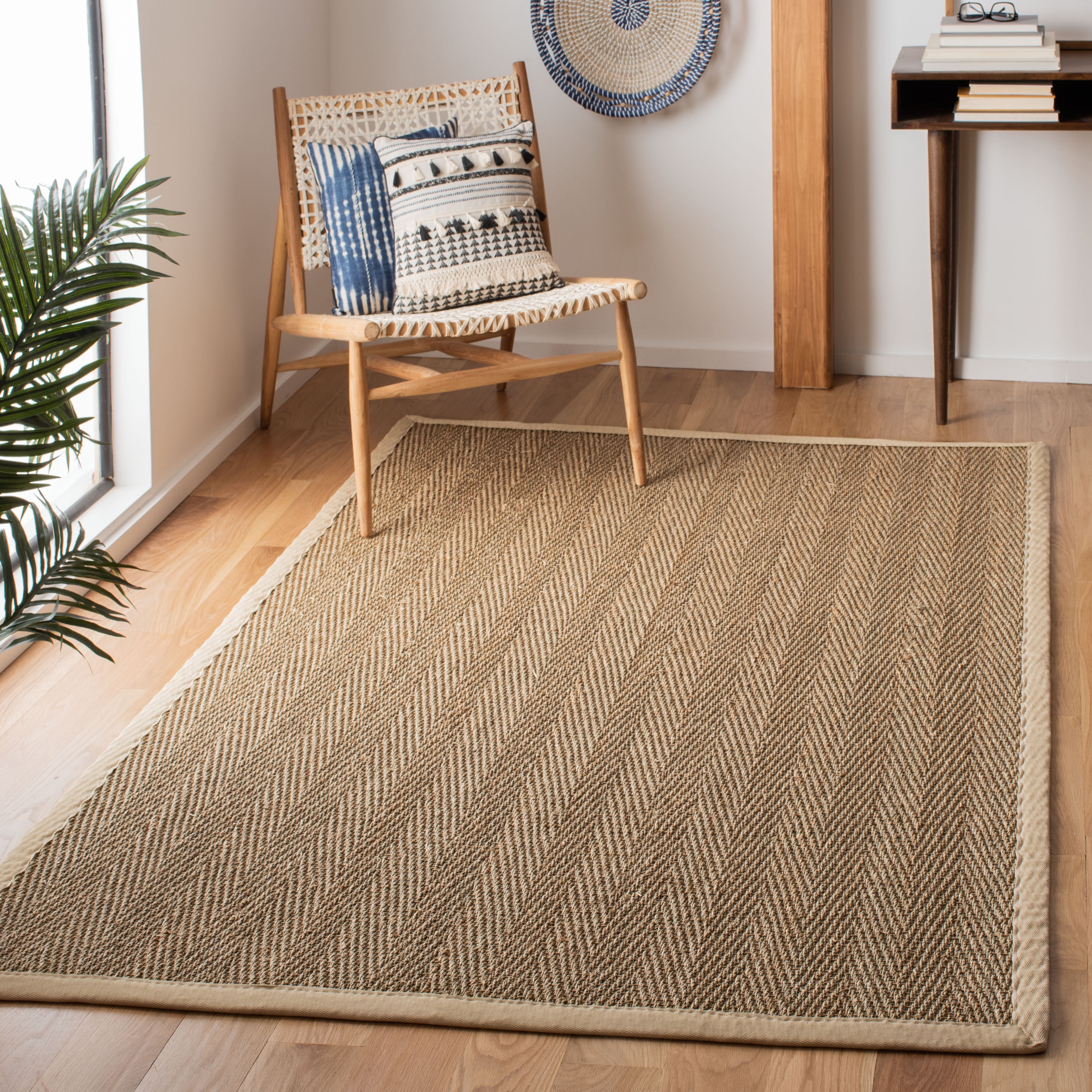 SAFAVIEH Natural Fiber Maisy Solid Area Rug, Natural/Ivory, 8' x 10'