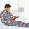 thumbnail image 6 of Salouo sparus aurata Print Button-Front Long Sleeve Pajama Set for Men, Soft 2Pjs Men's Long Sleeve Sleepwear-Large, 6 of 7