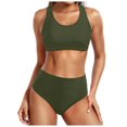 thumbnail image 1 of FhsagQ Swimsuit Sets for Women with Robe Women High Waisted Bikini Push up Two Piece Swimsuits Vintage Swimsuit Two Piece Retro Ruched High Waist Print Bikini Set Green S, 1 of 3