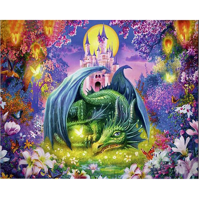 30x40cm Juego De Pintura De Arte De Diamantes 5D Para Niños Adultos - Castillo Del Dragón Malvado, Manualidades De Bordado De Diamantes Completos, Lienzo De Diamantes De Imitación De Cristal Pai