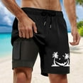 thumbnail image 2 of Mens Swim Trunk Coconut Tree Swing Quick Dry Swim Shorts Mens Swimsuit Board Shorts With Pockets Black XXXL, 2 of 4