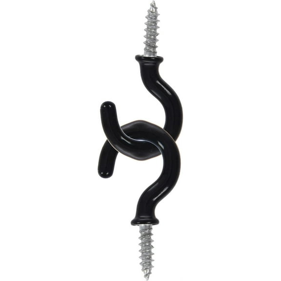 1.1"Cup Mug Hooks Shouldered Metal Screw-in Plastic Coated Black 25pcs