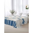 thumbnail image 5 of Blue Coastal Queen Size Flat Sheet, Wrinkleproof & Fadeproof Cooling Flat Bed Sheet Only, Vintage Ocean Nautical Starfish Coral Striped Breathable Soft Bedding Top Sheets 90 x 102 Inches, 5 of 8