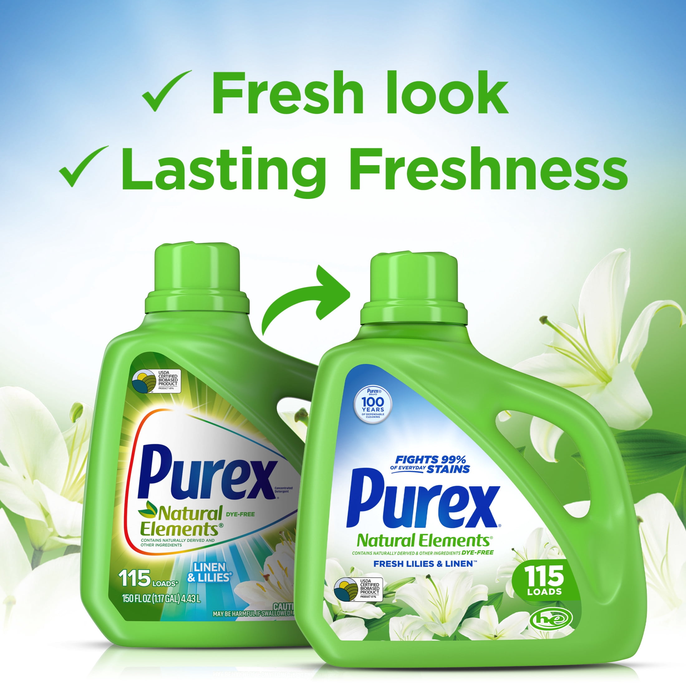Purex, Liquid Detergent, 150 fl oz, Fresh Lilies & Linen - Walmart.com