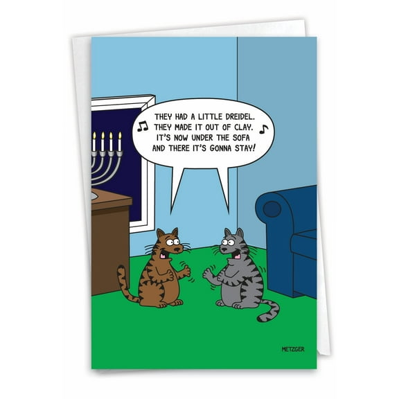 NobleWorks Funny Chanukah Greeting Card with 5 x 7 Inch Envelope (1 Card) Jewish Holiday Card Little Dreidel C9499HKG