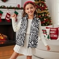 thumbnail image 3 of Xoenoiee Zebra Stripe Print Girls Boys Zippered Vest Sleeveless Coat Stand-Up Collar Warm Soft Fleece Outerwear Jacket with Pockets, Size 9-10 Years, 3 of 7