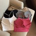 thumbnail image 4 of Sexy Casual Spicy Girl Slim Fit Sling Hanging Neck with Breast Pads Women's Camisole Tank Top Short Vest Beautiful Back Underwear BLACK, 4 of 7