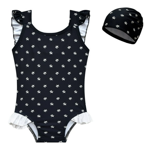 Girls Swimsuit Wednesday Addams Bathing Suits Kids Summer Beach Water Sport Rash Guard Set Floral Swimwear for 3-9 Years Old