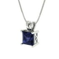 thumbnail image 2 of Clara Pucci 14K White Solid Hypoallergenic Gold 1.5Ct Blue Sapphire Princess Cut Solitaire Designer Necklace Pendant For September, 2 of 6