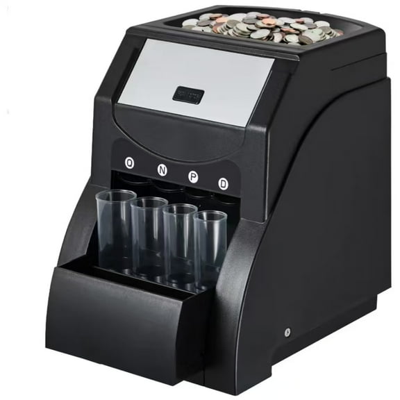 GWJL Fast Coin Sorter Counter – Wrapper and Roller with 230 Coins/min Speed 4 Coin Tubes Efficient for Quarters Dimes Nickels Pennies Easy Sorting Counting Tool for Home Office Use