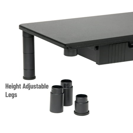 Mind Reader - Large Dual Monitor Stand w/storage - Black