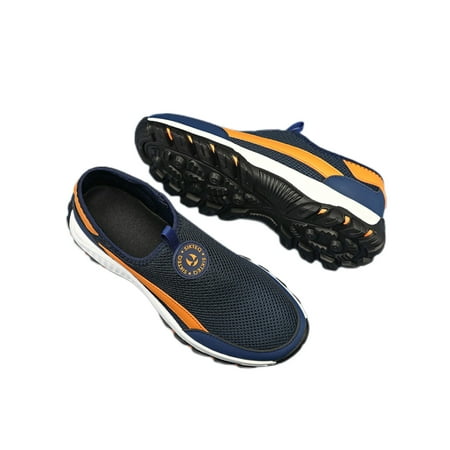 

Woobling Men Sneakers Mesh Casual Shoe Soft Sole Athletic Shoes Driving Trainers Lightweight Sneaker Slip On Wear Resistant Dark Blue 8.5
