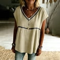 thumbnail image 6 of Turilly Boho Lace Trim Blouse for Women V-Neck Short Sleeve Loose Fit Casual Peplum Top Button Shirts, 6 of 6