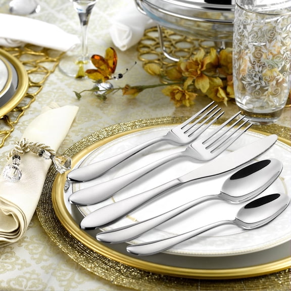 Stainless Steel Flatware, Utensils Cutlery Including Knife 20-Piece Silverware Set, Silver