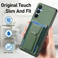 thumbnail image 6 of Dteck Case for Samsung Galaxy A24 4G,Shockproof Carbon Fibre Pattern Leather Case Card Slots Wallet Folding Bracket Stand Cover for Galaxy A24 4G,Green, 6 of 7