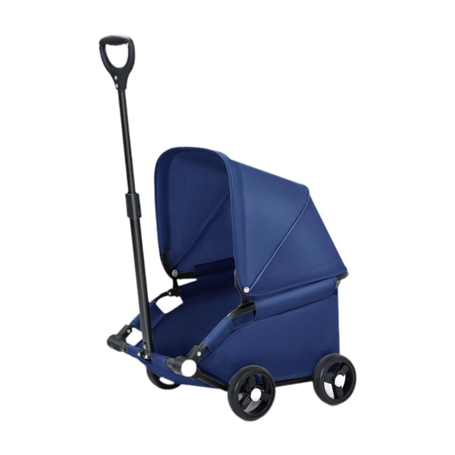Cochecito para mascotas, portabebés de viaje, protección solar, ligero y plegable. Azul oscuro