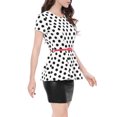 thumbnail image 5 of MODA NOVA Juniors Round Neck Short Sleeves Polka Dots Peplum Blouse with Belt, 5 of 7