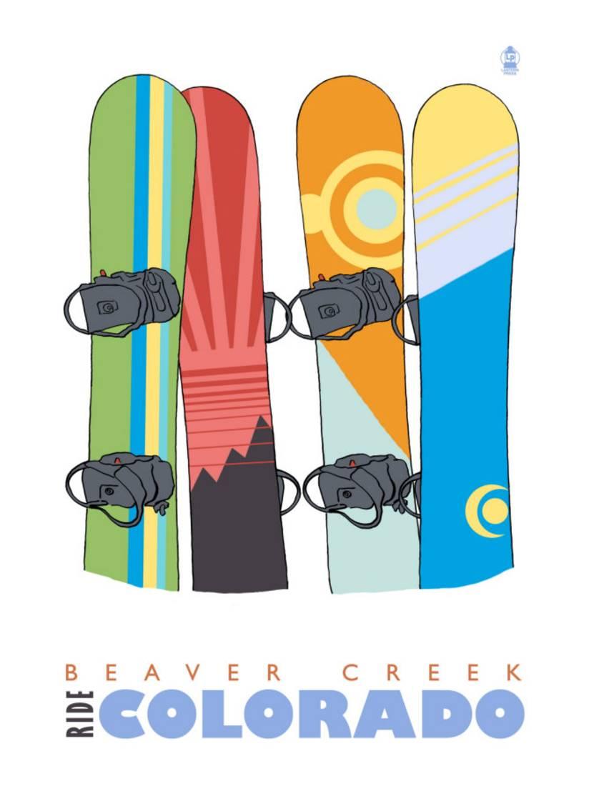 Beaver Creek, Colorado, Snowboards in the Snow Print By Lantern Press by Art.com