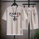 thumbnail image 4 of Conjuntos de gofres para hombre, conjunto de camiseta y pantalones cortos informales de Francia y París, 2 piezas, trajes deportivos de verano para hombre, chándal, traje holgado, camiseta para hombre, 4 of 5