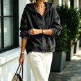 thumbnail image 6 of WULMLEO Full Zip Hooded Denim Jackets for Women Long Sleeve Drawstring Casual Lightweight Jean Outerwear Black M, 6 of 7
