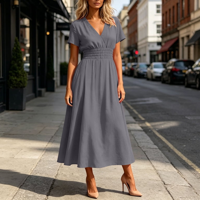 grey chiffon midi dress Shop Plus Grey Abstract Print Chiffon Ruched Drape Midi Dress Online in Oman