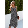 thumbnail image 2 of Robes pour Femmes - Sexy V Cou Bretelles Spaghetti Floral Léopard Imprimé Fendue Robe Midi Tulipe avec Ceinture, 2 of 6