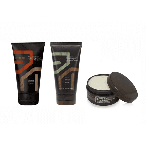 Aveda Men Pure-Formance Grooming Cream, Hold Gel and Clay (4.2 oz, 5 oz, 2.6 oz)